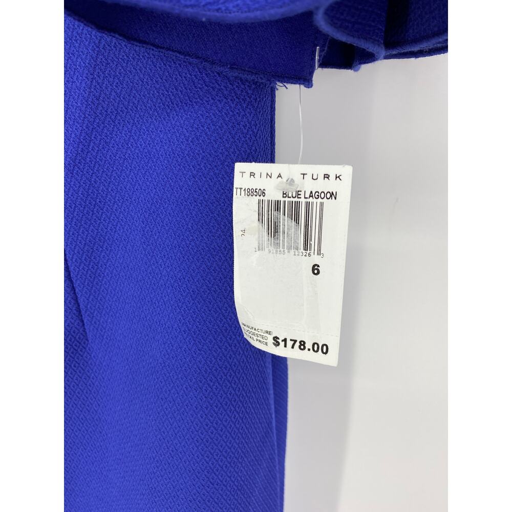 Trina Turk Womens Sz 6 Cielo Diamond Draped Sleeve Sheath Dress Lagoon Blue NEW - Picture 5 of 7